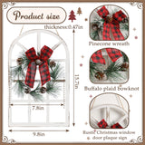 NEWLIGHTURE Wood Christmas Holiday Wall Hanging Indoor Outdoor Decorations Rustic Christmas Window Plaque Signs Wooden Arch with Wreath Christmas Home Party (Red-Black) NEWLIGHTURE