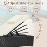 Murago 3 Piece Set, Includes 2 Wicker Chaise Lounge Chairs for Outdoors with Matching Side Table, Idea Oversized Reclining Patio Lounger with Washable Cushions, White Murago