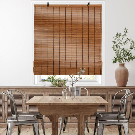 Chryeiiu Cordless Bamboo Roman Shades Bamboo Blinds Roll Up Light Filtering Roller Window Curtains for Interior Home Patio Porch Brown 32''W X 72''L Chryeiiu