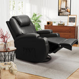 JUMMICO Recliner Chair, Rocking Massage Chairs, Home Reclining Sofa Chair, PU Leather, Ergonomic Living Room Chair with Cup Holders, Remote Control (Black) JUMMICO