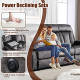 GUEAPY 3 Seater Power Reclining Sofa with Heat & Massage, Drop Down Table with Cup Holders, USB & Type-C Ports, Dutch Velvet Recliner Couch for Living Room, Home Theater & RV, Independent Controls GUEAPY