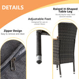 FansaFurn 5 Piece Patio Wicker Dining Sets for 4, Water-Resistant Rattan Outdoor Dining Table and 4 Chairs with Wood Table Top, Conversation Set Removable Cushions for Deck, Garden, Backyard, Gray FansaFurn