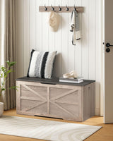 CHOEZON Storage Chest, 39.4" Wooden Storage Trunk, Retro Storage Bench with Safety Hinge, Toy Chest Storage, Farmhouse Style, for Bedroom, Living Room, Charcoal Gray and Greige MCW10HC CHOEZON