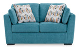 Signature Design by Ashley Keerwick Scandinavian Loveseat with 4 Toss Pillows, Blue Signature Design by Ashley