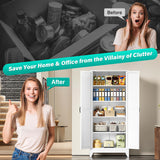 75" Tall Pantry Cabinet,Farmhouse Kitchen Pantry Storage Cabinets with 2 Doors and 4 Shelves,White Metal Storage Cabinet,Large Cupboard for Home,Kitchen,Dining/Living Room SISESOL