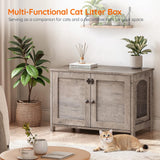 HOOBRO Litter Box Enclosure, Cat Litter Box Furniture with Removable Divider, Large Hidden Litter Box Furniture, Wooden Cat House, End Side Table, 31" L x 17.5" W x 19.7" H, Greige BG03MW01G2 HOOBRO