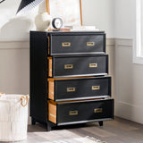 Walker Edison Orin Contemporary 4-Drawer Tall Solid Wood Dresser, 42 Inch, Black Walker Edison