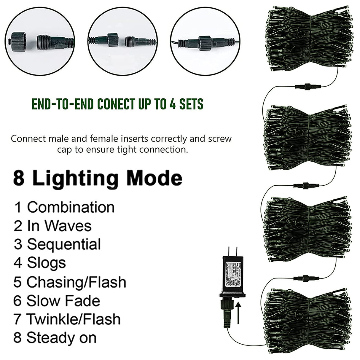 TW SHINE Christmas Lights, 200 LED 66FT Outdoor Christmas Lights Plug in with 8 Modes, Waterproof Christmas Lights Outdoor, Indoor Xmas Decorations for Party Yard House Decor, Warm White TW SHINE