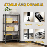 M MZG 1000 lbs 4 Tier Shelf Metal Storage Shelves Wire Rack Closet Organizers for Garage Kitchen Bathroom Laundry Black 11.8" D x 25.6" W x 45.5" H M MZG
