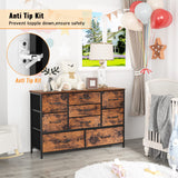 Furnulem Wide Dresser with 9 Large Drawers for 55'' Long TV Stand Entertainment Center,Wood Shelf Storage for Bedroom,Living Room,Closet,Entryway,Sturdy Metal Frame (Rustic Brown Furnulem