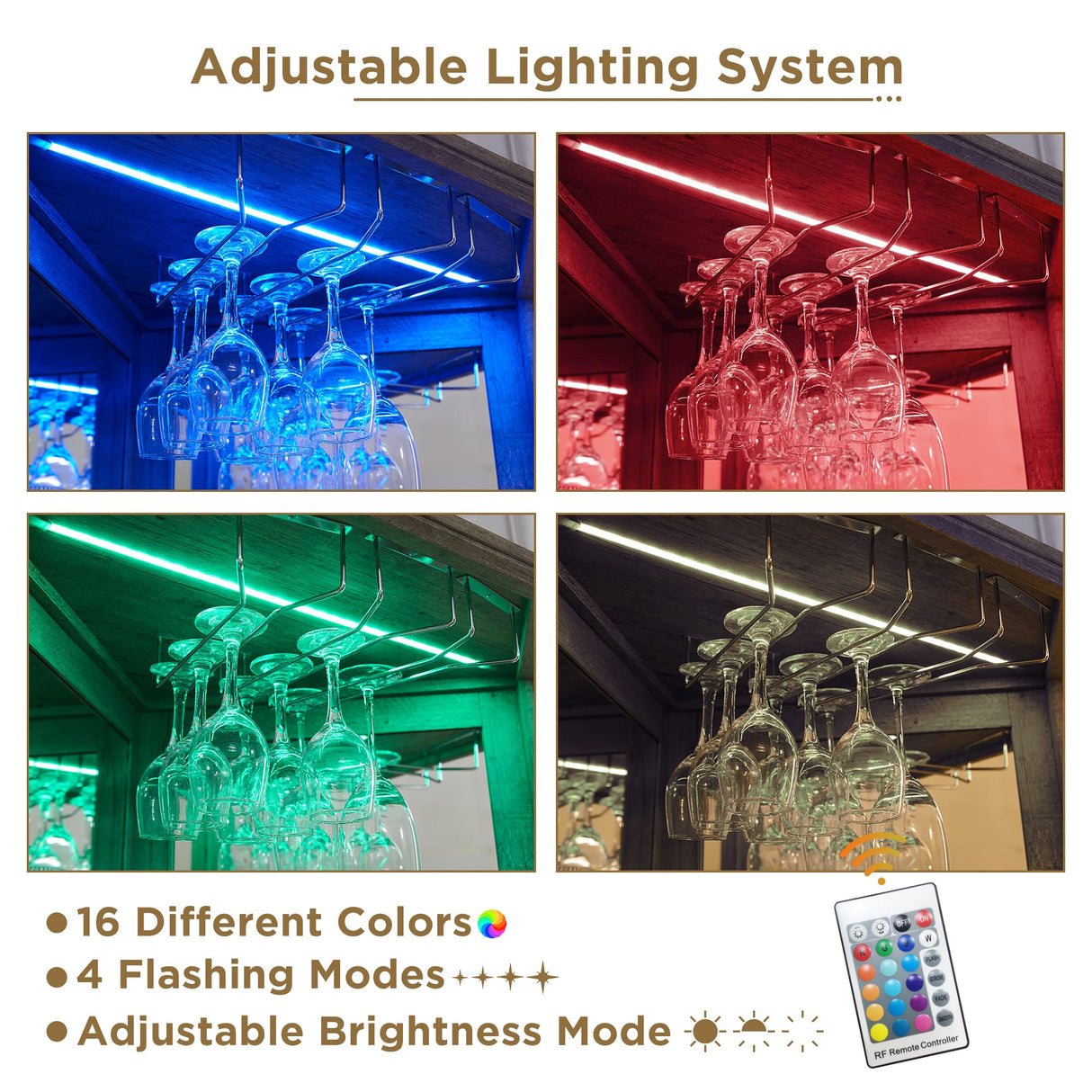 OKD Corner Bar Storage Cabinet, 72" Tall Farmhouse Wine Bar Cabinet w/Barn Door & Adjustable Shelf, Home Bar Cabinet w/LED Light & Glass Rack for Dining Room, Living Room, Kitchen, Light Rustic Oak OKD