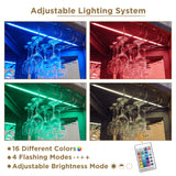 OKD Corner Bar Storage Cabinet, 72" Tall Farmhouse Wine Bar Cabinet w/Barn Door & Adjustable Shelf, Home Bar Cabinet w/LED Light & Glass Rack for Dining Room, Living Room, Kitchen, Light Rustic Oak OKD