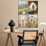 Sitsink Jesus Diamond Art Kits for Adults - Full Drill Jesus Walking on Ocean Beach Christian Diamond Painting, 5D Gem Art Canvas Set Religious Christ Holiday Gifts for Women (4 Sheets) Sitsink