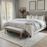 Jainmy Distressed Farmhouse 5x7 Area Rugs for Living Room Bedroom Non Slip Washable, Medallion Pattern Printed Low Pile Thin Carpet Rugs for Dining Room/Kitchen/Home Office, Off White/Grey Jainmy