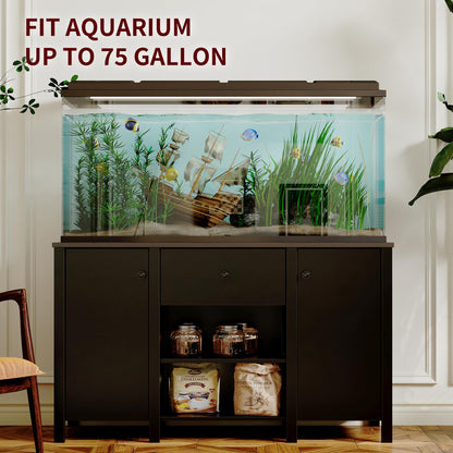 Fish Tank Stand - Heavy Duty Wooden 55-75 Gallon Aquarium Stand with Storage Cabinet for Fish Tank Accessories - 770 LBS Capacity, 51"x19.3"x29"H