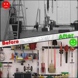 LOKMON Garage Tool Organizer Wall Mount 48 Inch Garden Yard Tool Organizer Adjustable Tool Hangers Wall Shovel Holder 3 Rails & 9 Hooks Heavy Duty LOKMON