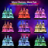 GOH&FTY LED Lighted Liquor Bottle Display Shelf,APP 16 inche 2Step LED Bar Shelves with Wireless Remote& Multicolor LED Light ,Bar Stand for Home Bar Accessories GOH&FTY