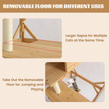 MAGIC UNION 71" Catio Outdoor Cat Enclosure Window Access, 4 Tiers Cats Playpen with Wheels, Resting Box & Waterproof Roof, Indoor Large Cat House Cage with Scratching Post Sisal Ball (Original Wood) MAGIC UNION