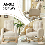 NIOIIKIT Modern Nursery Rocking Chair, Teddy Upholstered Rocking Chair with Footrest, Comfortable Rocker Recliner with Side Pocket, Rocker Glider for Living Room, Bedroom, Nursing Room (Apricot) NIOIIKIT