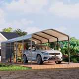 EROMMY 10x25 FT Carport Storage Shed 2-in-1, Heavy Duty Car Port with Galvanized Metal Frame, Base-Reinforced Enclosed Storage Shelter, Extended Coverage for Trucks, Cars & All Vehicles, Gray EROMMY