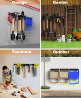 Garage Tool Organizer Wall Mount, 49.5 Inch Garage Organization and Storage Heavy Duty with 3 Packs Rails and 6 Adjustable Hooks, Garden Yard Tool Hanger Rack for Shovel, Max Load 600lbs Solid As Mountain
