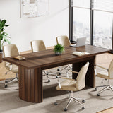 Tribesigns 6.56 ft Conference Table for 6-8 People, 78.7" Large Rectangle Meeting Table with Double Pedestal, Farmhouse Seminar Table Boardroom Desk for Office Meeting Conference Room, Walnut Tribesigns
