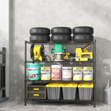 Homdox Heavy Duty Metal Shelves for Storage, 4 Tier Storage Racks and Shelving, Commercial Adjustable Wire Shelving Unit on Wheels, Garage Rack Pantry Shelves Kitchen Shelving, 24"x48"x72", Black Homdox