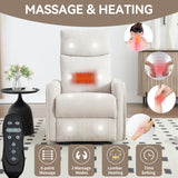 PELUMY Rocker Recliner Chair with Heat Massage - Manual Swivel Recliner for Living Room and Bedroom, 8 Vibration Points, Lumbar Heat, Glider Rocking Chair for Adults (Beige) PELUMY