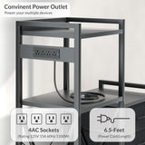 Unihouse Bakers Rack With Power Outlets,Fridge Stand With Storage Shelves And Drawers,Bakers Rack For Kitchen/Office/Study,Microwave Stand For Beans, Spices, Seasoning, Beverages,Wine Glasses,Black Unihouse