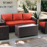 Krikacy Classic Wicker Patio Coffee Table with Storage, All-Weather Rattan Outdoor Coffee Tables, Tempered Glass Flip-Top, Waterproof for Porch Backyard – 40''Wx19''Dx22''H, Brown Krikacy