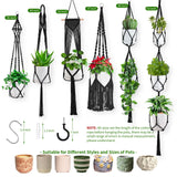 Macrame Plant Hangers, 6Pack Hanging Plant Holders Indoor w/ 6 Set Hooks Handmade Cotton Rope Plant Hangers Set Flower Pots Holder Stand Boho Home Decor Hanging Planters for Indoor Outdoor Plants TAOZIM
