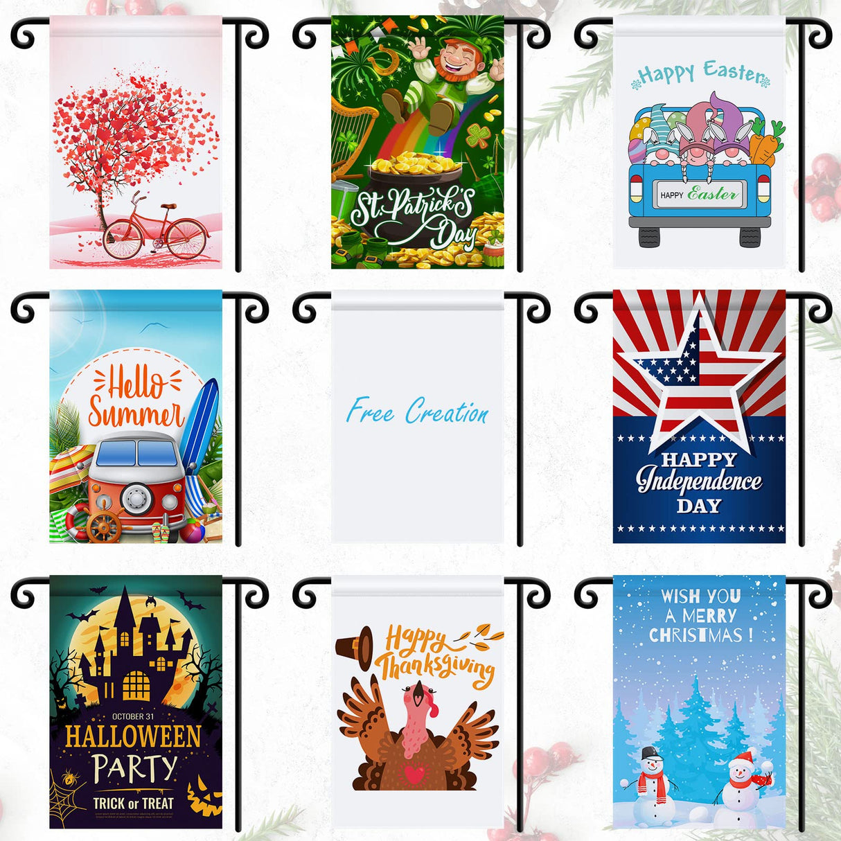 Shimeyao 54 pcs Blank Sublimation Flags DIY Lawn Garden Flags Blank Heat Transfer Banner 11.8 x 17.7 Inches Sublimation Polyester Lawn Flag for Christmas Halloween Thanksgiving Festival Indoor Outdoor Shimeyao