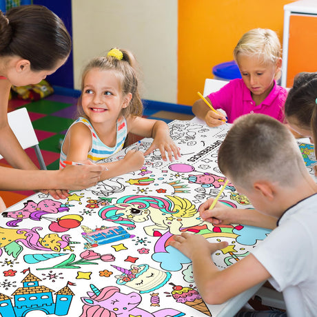 Gatherfun Unicorns Birthday Party Giant Coloring Poster - 31.5x 72 Inches - Versatile Classroom Wall Décor & Unicorns Birthday decorations-Poster or Table Cover for School Parties and Special Events Gatherfun