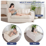 MAXYOYO Bean Bag Chair for Adults, Upholstered Floor Sofa with Armrests, Loveseat Boneless Couch with Tufted Cushion & Backrest, Sofa in A Box, Large Bean Bag Couch for Bedroom Living Room, Beige MAXYOYO