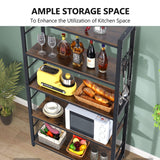 NAIYUFA 5-Tiers Bakers Rack,Microwave Oven Stand with Shelves,5 Tier Utility Storage Shelf with 5 Hooks,Multifunctional Shelf for Kitchen,Bathroom,Livingroom,Storehouse... NAIYUFA