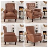 Small Recliner Chair, Single Sofa Recliner Chair with Wingback, Leather Accent Chair with Rivet Decoration for Living Room Bedroom Club Cafe, Matt Brown FiveWillowise
