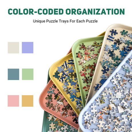 Nariolar 16.9" x 12" Extra-Large Puzzle Sorting Trays Stackable, 6 Pack Puzzle Sorter for Sorting 2000/3000/5000 Puzzle Pieces Nariolar