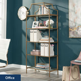 Sauder International Lux Bookcase/ book shelf, Satin Gold finish Sauder