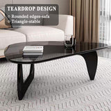 Modern Glass Coffee Table for Living Room, Mid Century Coffee Table, Small Coffee Table, Suitable for Bedroom Living Room Reception Office Tables (Black/Grey, Medium) LZYFY