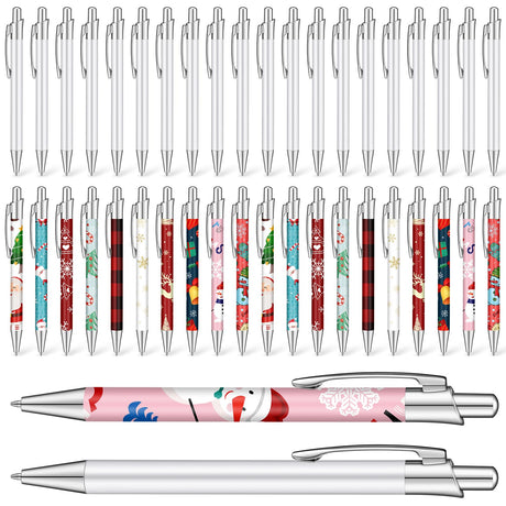 Yexiya Sublimation Pens Blank Heat Transfer Pen Sublimation Ballpoint Pen with Shrink Wrap White Aluminum Customized Clip Pen School Supplies for Christmas Office School Stationery Supplies (20 Pcs) Yexiya