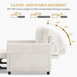 DWVO 55" Convertible Sofa Bed, 3-in-1 Sleeper Sofa with Pull-Out Couch, Velvet Futon Couch with Adjustable Backrest and USB, Modern Loveseat for Living Room Apartment, Light Beige DWVO