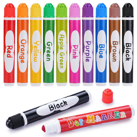 WOSWEL Dot Markers, 10 Colors Washable Dot Paint Markers for Toddlers Kids Preschool, Bingo Daubers Supplies, Painting Art and Crafts Kits Coloring Set, for Class Valentine Gift Art Party WOSWEL