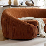 92'' Modern Elegant Curved Sofa, 4 Seater Irregular Curved Sofa Arms Chenille Fabric Deep Seat, Tight Curve Back Velvet Cloud Sofas for Living Room Apartment Office (Orange) mr.waiba