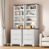 YITAHOME Bookcase with Drawers, 71" Tall Bookshelf with Storage & Adjustable Shelves, Wood Display Book Shelf Organizer with 3 File Drawers for Living Room, Bedroom, Home Office, White YITAHOME