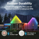 Heromind 100ft Smart RGB Outdoor Lights with 60 LED, 8000 Hour Long Life, Waterproof, Permanent Christmas Lights for Daily Decorative Lighting and Holiday Parties Heromind