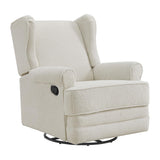 Oxford Baby Teegan Upholstered Swivel Glider & Recliner Nursery Chair, Boucle White Oxford Baby