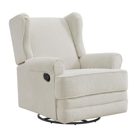 Oxford Baby Teegan Upholstered Swivel Glider & Recliner Nursery Chair, Boucle White Oxford Baby