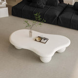 47" Modern White Coffee Table Cloud Shape Low Center Table Cute Irregular Indoor Tea Table with 3 Ball Legs for Living Room Small Space FGXJY