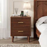 Alohappy Night Stands with Charging Station Set of 2, Mid Century Modern Nightstands, Wooden Bedside Table for Bedroom, End Table with Storage Drawers, Bed Side Table with USB Outlets, Brown 2pcs Alohappy