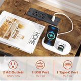 SUPERJARE Nightstand with Charging Station, Bed Side Table with Adjustable Fabric Drawer, Night Stand for Bedroom, 3-Tier Storage End Table, for Living Room, Rustic Brown SUPERJARE